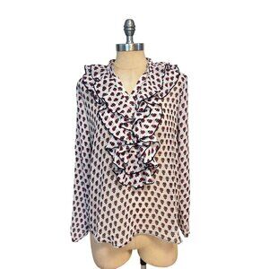Alberto Makali Womens Floral Ruffle Blouse NWT Small
